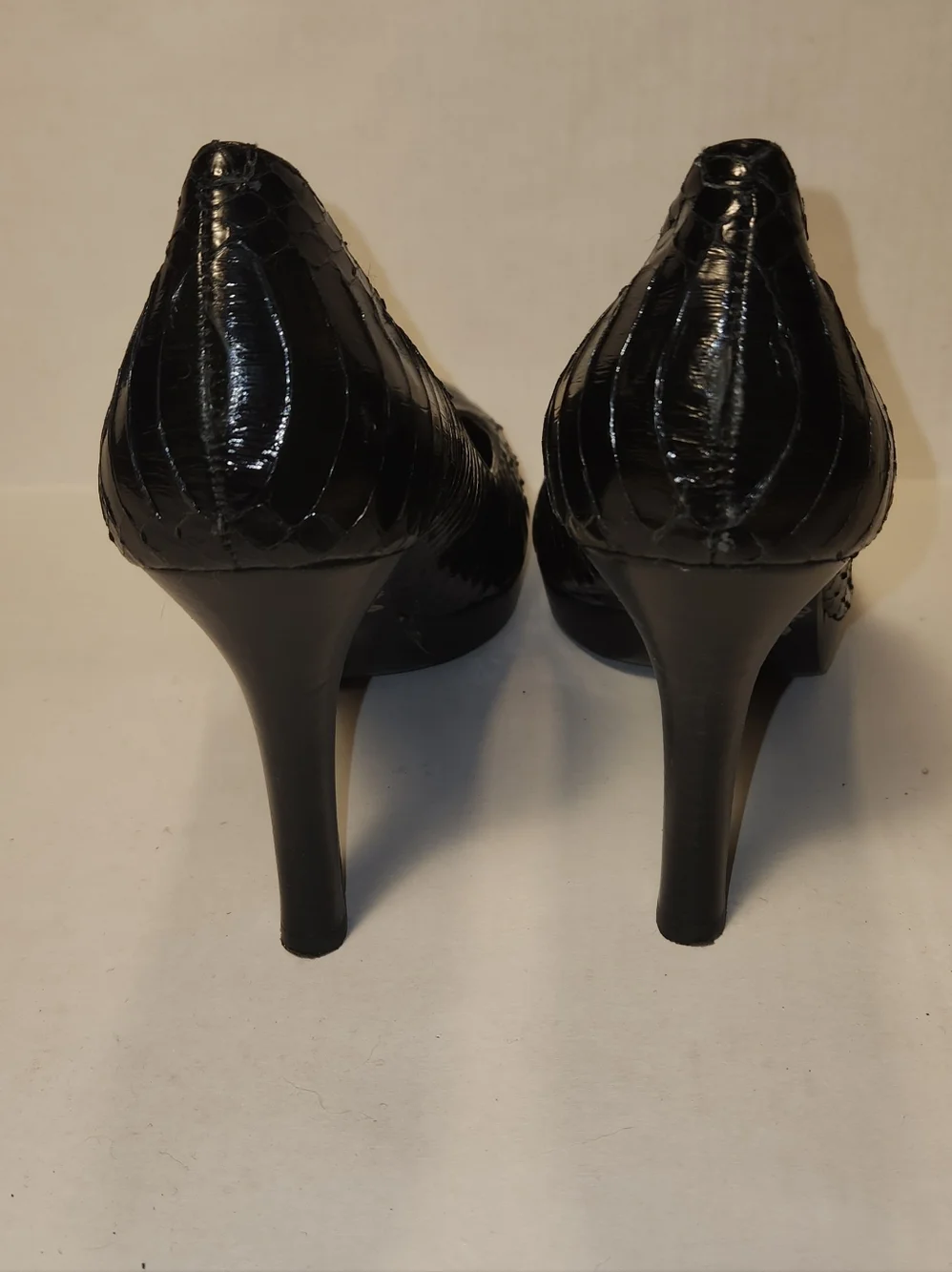Ralph Lauren Kailee Black Snake Skin Snakeskin High Heel Pumps Stilettos 9 EUC